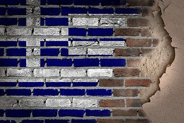 Image showing Dark brick wall with plaster - Greece