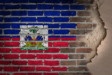 Image showing Dark brick wall with plaster - Haiti