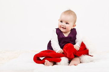 Image showing Child girl with Christmas santa hat