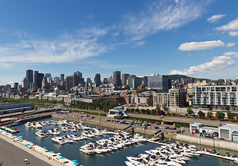 Image showing Skyline view of the downtown and the marina in Montreal, Canada