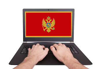 Image showing Hands working on laptop, Montenegro