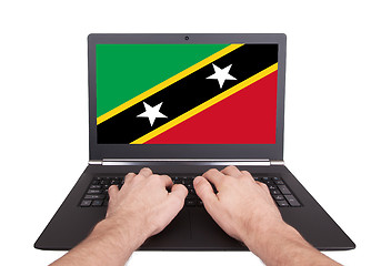 Image showing Hands working on laptop, Vanuatu