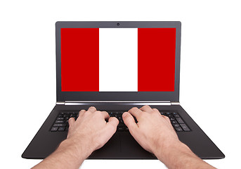 Image showing Hands working on laptop, Peru