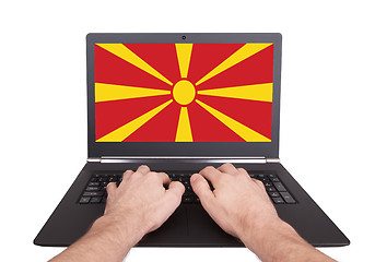 Image showing Hands working on laptop, Macedonia