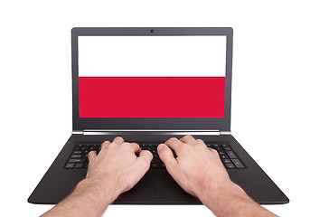 Image showing Hands working on laptop, Poland