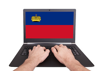 Image showing Hands working on laptop, Liechtenstein