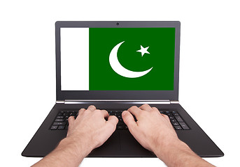 Image showing Hands working on laptop, Pakistan