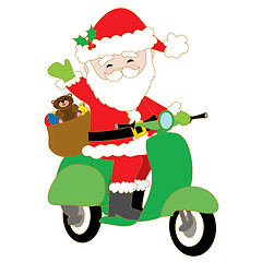 Image showing Santa on Scooter