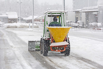 Image showing Snow plow removing snow 