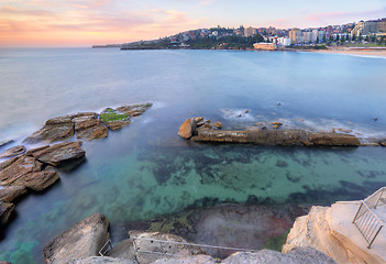 Image showing Looking down into Giles Baths Coogee sunrise