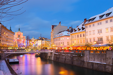 Image showing Ljubljana in Christmas time. Slovenia, Europe. 