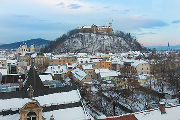 Image showing Panorama of Ljubljana in winter. Slovenia, Europe.