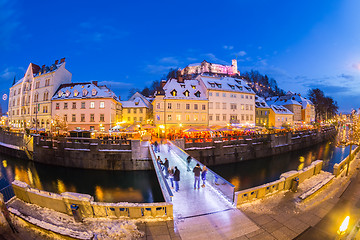 Image showing Ljubljana in Christmas time. Slovenia, Europe. 