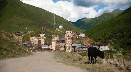 Image showing Towers in mountain village