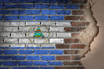 Image showing Dark brick wall with plaster - Nicaragua