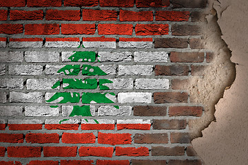 Image showing Dark brick wall with plaster - Lebanon