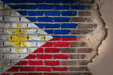 Image showing Dark brick wall with plaster - Phillipines
