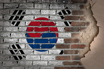 Image showing Dark brick wall with plaster - South Korea