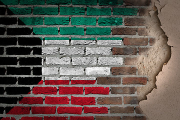 Image showing Dark brick wall with plaster - Kuwait