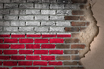 Image showing Dark brick wall with plaster - Poland