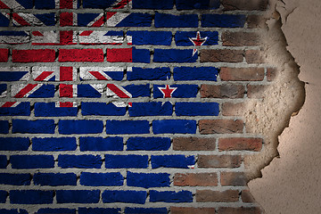 Image showing Dark brick wall with plaster - New Zealand