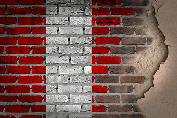 Image showing Dark brick wall with plaster - Peru