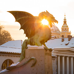 Image showing Dragon bridge, Ljubljana, Slovenia, Europe.