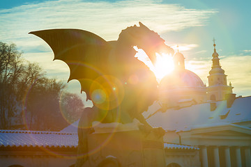 Image showing Dragon bridge, Ljubljana, Slovenia, Europe.