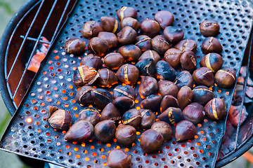 Image showing Grilling chestnuts.