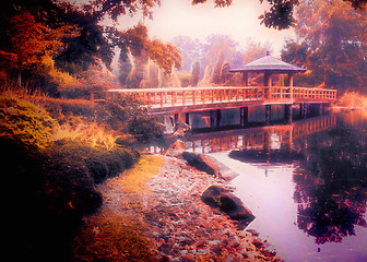 Image showing Misty Japanese garden 