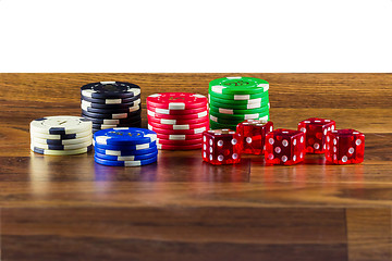 Image showing Chips and dice on a table