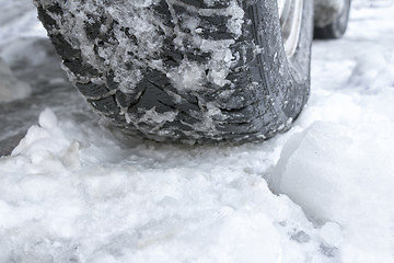 Image showing Winter tyres of a cars