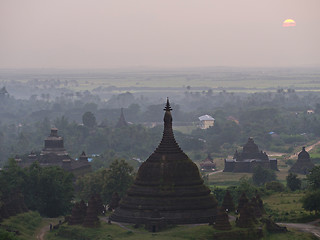 Image showing Sunset over Mrauk U, Myanmar