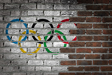 Image showing Brick wall texture with flag