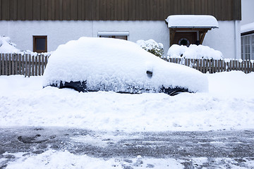 Image showing car covered in snow