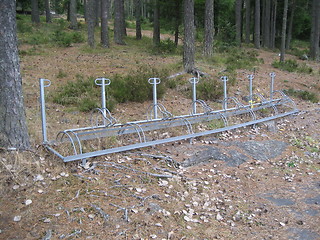 Image showing Bicycle stand in the forest, Oslo