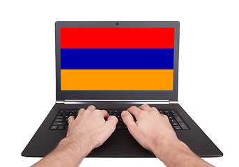 Image showing Hands working on laptop, Armenia