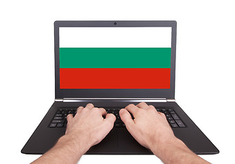 Image showing Hands working on laptop, Bulgaria