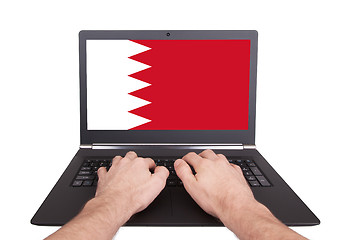 Image showing Hands working on laptop, Bahrain