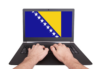 Image showing Hands working on laptop, Bosnia and Herzegovina