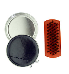 Image showing Shoe polish and brush 