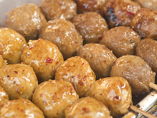 Image showing Meatballs on sticks