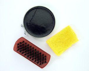 Image showing Shoe polish and brush 