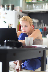 Image showing Female freelancer working from home.