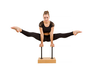 Image showing Young professional gymnast woman