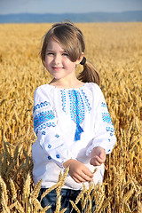 Image showing small rural girl on wheat field