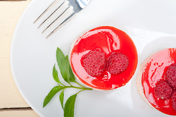 Image showing fresh raspberry cake mousse dessert