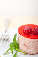 Image showing fresh raspberry cake mousse dessert