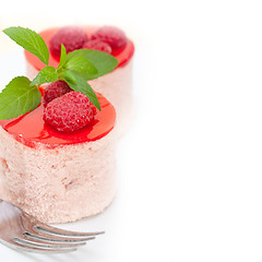 Image showing fresh raspberry cake mousse dessert