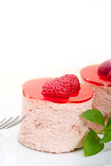 Image showing fresh raspberry cake mousse dessert